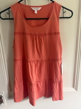 LC Lauren Conrad Coral Tiered Tank with Lace Trim
